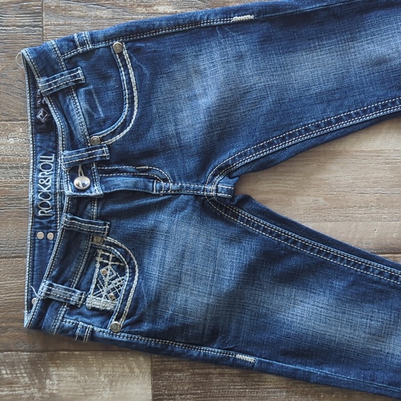 ROCK & ROLL Cowgirl "Rival Low Rise" Bootcut blingy rodeo jeans sz 24x32L euc - Picture 3 of 15